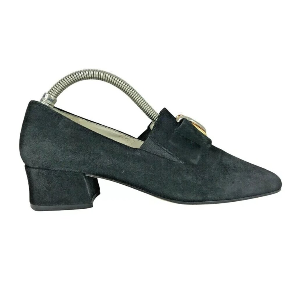 Enzo Angiolini Womens Black Suede Slip On Square Toe Pump Heel Size US 6.5‎ M